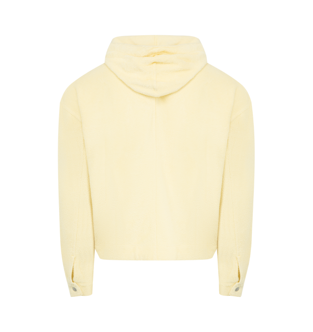 Image 4 of 5 - YELLOW - AURALEE Cotton Nylon Pile Zip Parka featuring regular fit, zip-up closure, hood with drawstrings, button cuffs and drawstring at waist. 85% cotton, 15% nylon.