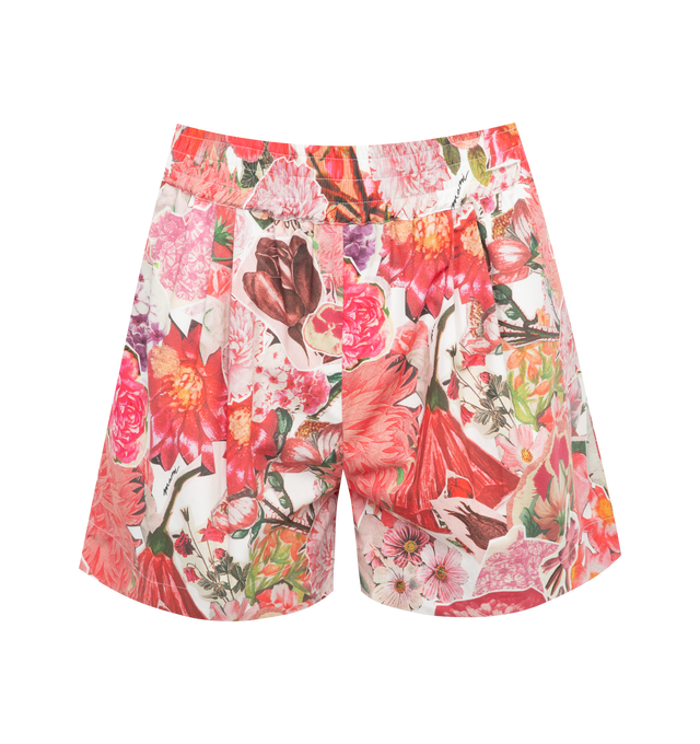 Image 1 of 3 - PINK - Marni Allover Floral Printed Shorts featuring high waist, pull-on style with elasticated waistband. 100% Cotton. Made in Italy. 