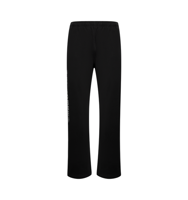 Image 1 of 4 - BLACK - PLEASURES Pipe Sweatpants featuring elastic waist with concealed drawstring, side pockets, loose fit, logo down leg and toggle at hem. Cotton.