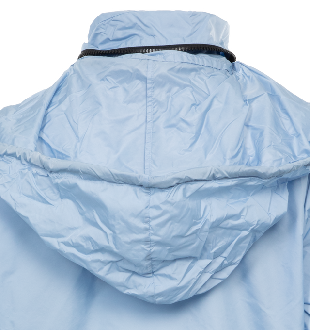 Image 5 of 5 - BLUE - MONCLER Lico Rain Jacket featuring packable zipped hood, high collar, front press-stud closure, one press-stud flap pocket on chest, two side zip pockets, drawstring on hem and elasticated cuffs. 100% polyamide. 