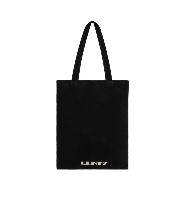 Image 1 of 3 - BLACK - DRKSHDW Shopper Tote featuring brushed cotton canvas tote, fixed shoulder straps, text printed at face, open top and unlined. H19" x W15". 100% cotton. Made in Italy.