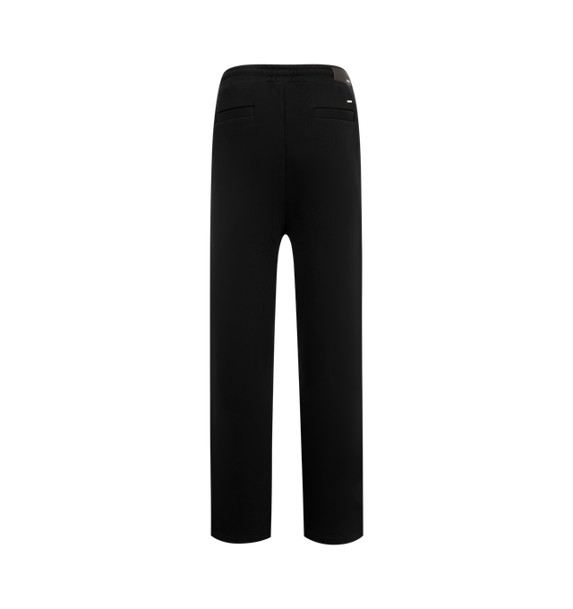 Image 2 of 3 - BLACK - AMIRI Club Amiri Sweatpants featuring wide-leg, elastic drawstring waist, side-seam pockets and logo on front. 52% polyester, 48% cotton. Made in Italy.