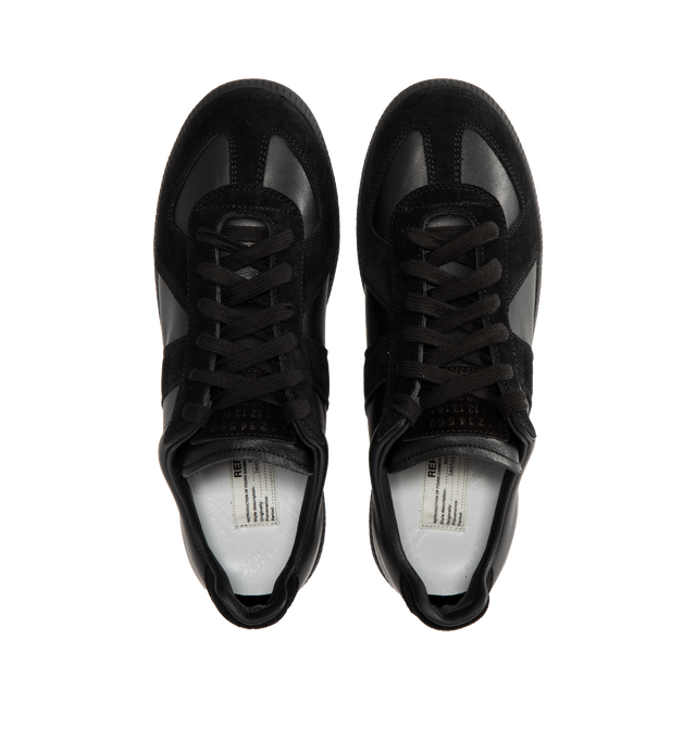 Image 5 of 5 - BLACK - MAISON MARGIELA Replica Sneakers featuring logo label on the tab, stitching at the back, internal Replica label, internal elastic, all-over logo insole and lace up closure. 100% calf leather. Rubber sole. Made in Italy.