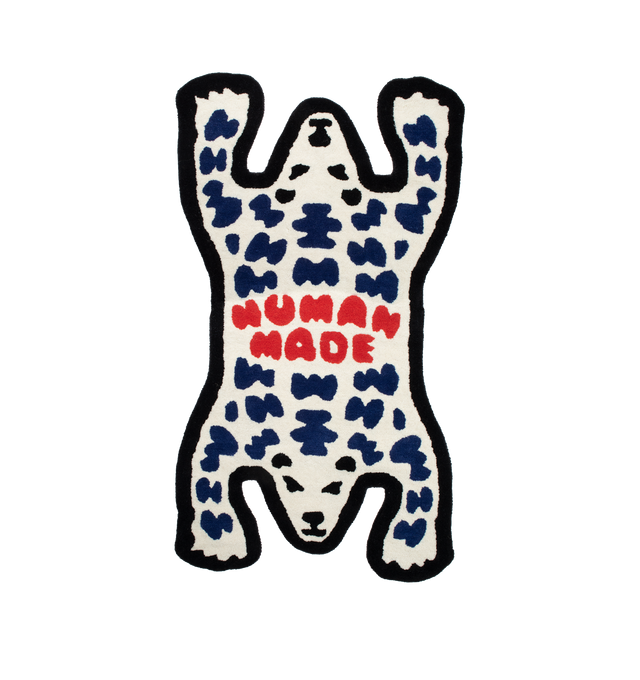 Image 1 of 1 - MULTI - HUMAN MADE Polar Bear Rug featuring hand-woven, plush, soft feel and graphic logo branding. Width: 77cm, Depth: 138cm. 80% wool, 20% woven cotton. 