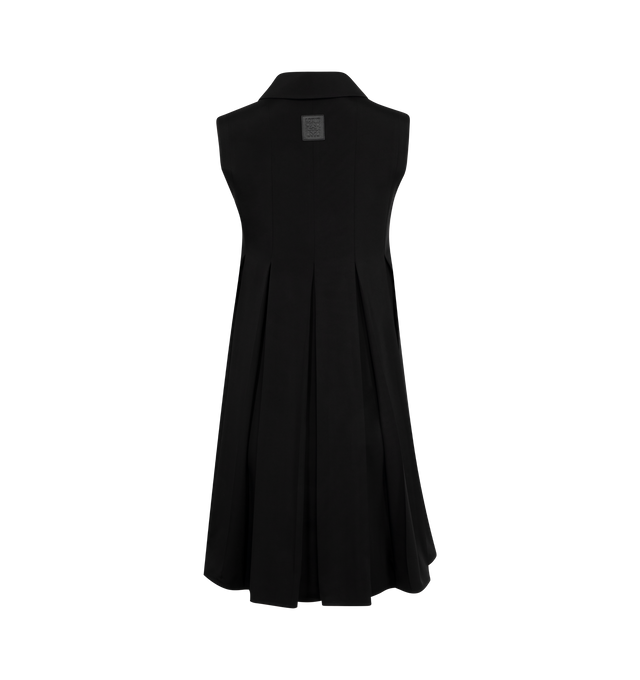 Image 2 of 2 - BLACK - Loewe Women's Dress in medium-weight stretch viscose cady featuring a trapeze silhouette with box pleats. Regular fit, knee length with polo collar, partial lining and LOEWE Anagram embossed leather patch placed at the back. Viscose/Elastane. Made in Spain.