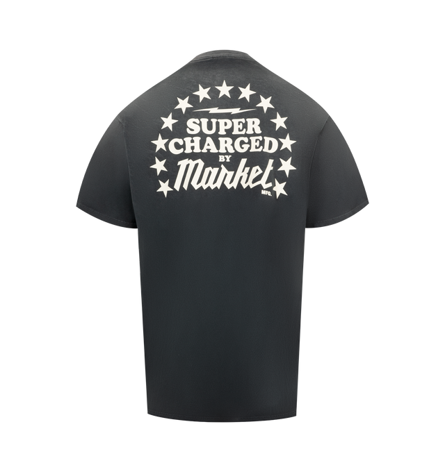 Image 2 of 2 - BLACK - MARKET Supercharged T-Shirt featuring crewneck, short sleeves, straight hem and graphic on front and back. 100% cotton.