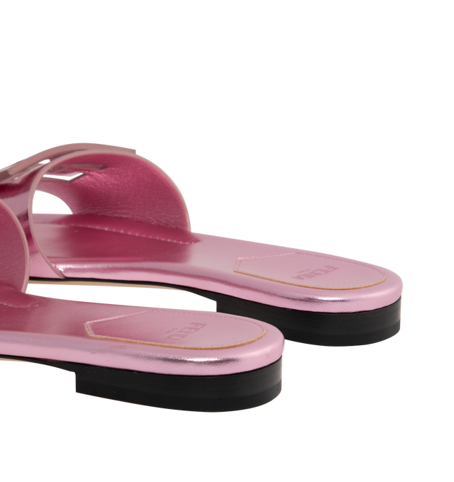 Image 3 of 4 - PINK - FENDI Wide Band Slides are embellished with FF baguette motif. Made in Italy.