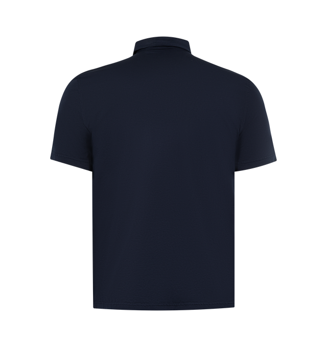 Image 2 of 2 - BLUE - ASPESI Polo Mod featuring timeless shirt collar with a button placket and short sleeves. 100% cotton.