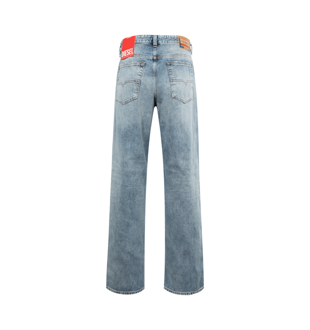 Image 2 of 3 - BLUE - DIESEL 2001 D-Marco L.34 Jeans featuring loose-fitting, straight legs, washed effect, button fastenings, classic five pockets and logo patches on the front and back. 100% cotton. 