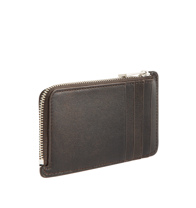 Image 2 of 3 - BROWN - LOEWE Panta Coin Cardholder featuring denim trousers-inspired details, four card slots, zipped compartment, calfskin lining and embossed Anagram. Calfskin. 7.5 cm x 13 cm x 1 cm. Made in Spain.
