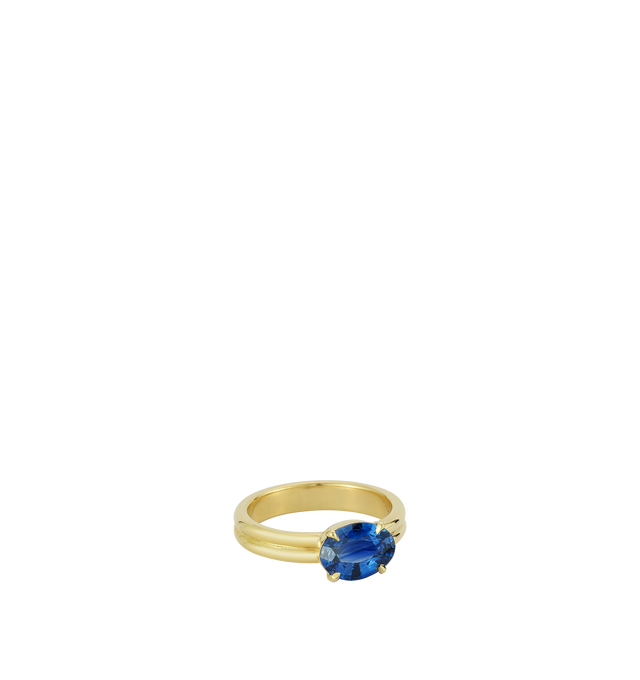 Image 1 of 3 - GOLD - JEMMA WYNNE FORME Blue Sapphire Pinky Ring featuring 18k Yellow Gold, Blue Sapphire - 1.1cts. Hirshleifers offers a range of pieces from this collection in-store. For personal consultation and detailed information about jewelry, please contact our dedicated stylist team at personalshopping@hirshleifers.com.This item may be restricted for online purchase to international clients. For assistance purchasing this item please contact our dedicated stylist team at personalshopping@hirshleif