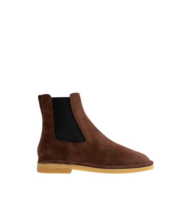 Image 1 of 4 - BROWN - BOTTEGA VENETA Daddy Chelsea Ankle Boot featuring rugged suede Chelsea ankle boot and natural crepe rubber outsole. Lambskin. Made in Italy.