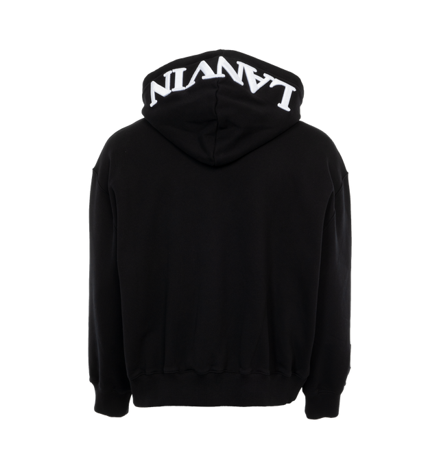 Image 2 of 3 - BLACK - LANVIN LAB X FUTURE Curb Lace Hoodie featuring drawstring hood, ribbed cuffs and hem, logo embroidered on hood and kangaroo pocket. 100% cotton. 