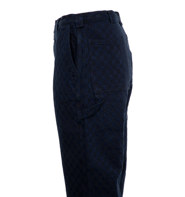 Image 2 of 2 - BLUE - LITE YEAR Carpenter Pant featuring button fly, side pockets and back pockets. 70% cotton, 30% nylon. 