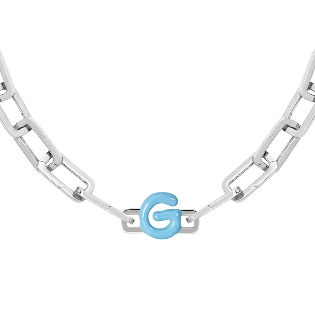 Image 8 of 8 - BLUE - Poubel by The Gstaad Guy "G" charm from the Alphabet Collection. All charms are made of .925 sterling silver, and are hand-painted using non-toxic lead-free enamel.Links sold separately. Hirshleifers offers a range of initial pieces from this collection in-store. For personal consultation and detailed information about jewelry, please contact our dedicated stylist team at personalshopping@hirshleifers.com