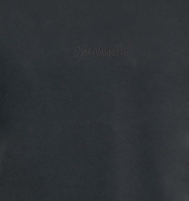 Image 3 of 3 - BLACK - Saint Laurent Men's Embroidered Logo T-Shirt has a crew neck, tonal embroidered logo, and short sleeves. 100% cotton. Made in Italy.