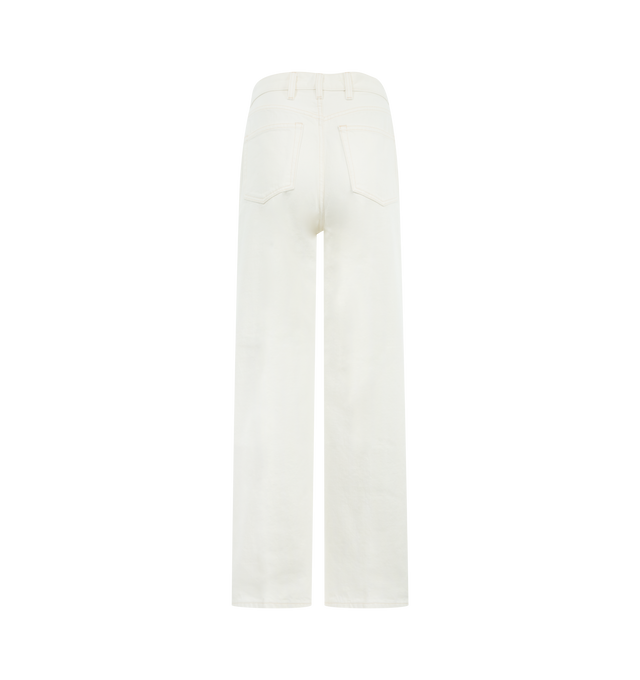 Image 2 of 3 - WHITE - RADH The Quinn Selvedge Jean featuring high waist, zipper and button closure, four-pocket detailing, signature triple belt loops at the back waist, slim fit and wide legs. 100% cotton. Made in USA.