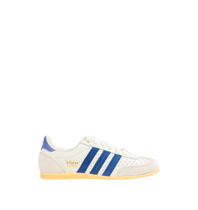Image 1 of 5 - BLUE - ADIDAS Japan Sneaker featuring original low-profile design, double-stitched T-toe, regular fit, lace closure, tumbled perforated leather upper, textile lining and rubber outsole.