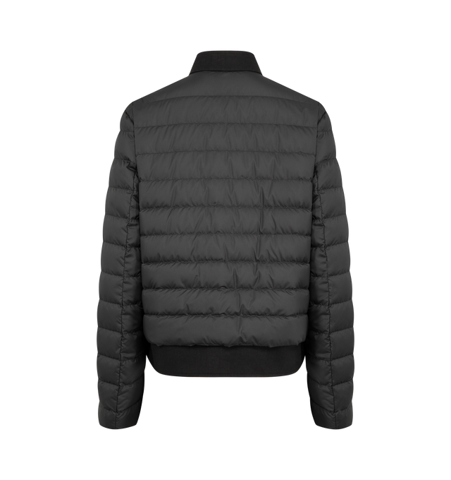 Image 2 of 3 - BLACK - MONCLER Juju Cotton & Linen-Trimmed Short Down Jacket featuring polyester lining, cotton and linen blend twill trim, down-filled, snap button closure, pockets with snap button closure and leather logo patch. 100% polyester. 54% cotton, 46% flax/linen. Padding: 90% down, 10% feather.