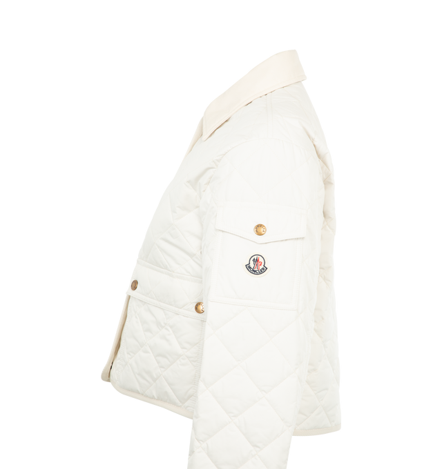 Image 3 of 3 - WHITE - MONCLER Chitre Diamond-Quilted Padded Shirt Jacket featuring recycled brushed polyester lining, padded, organic cotton canvas collar, snap button closure and patch pockets with snap button closure. 100% polyester.