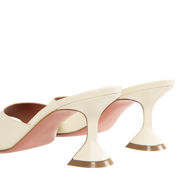 Image 3 of 4 - WHITE - AMINA MUADDI Lupita Leather Pedestal Mule Sandals featuring buttery-soft nappa leather, 70 mm exaggerated pedestal stiletto heel, squared open toe, slide style and leather lining and outsole. Made in Italy.