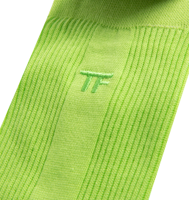 Image 2 of 2 - GREEN - TOM FORD Ribbed Cotton Crew Socks featuring ribbed knit, banded cuff to prevent slipping and logo. Cotton. Made in Italy.
