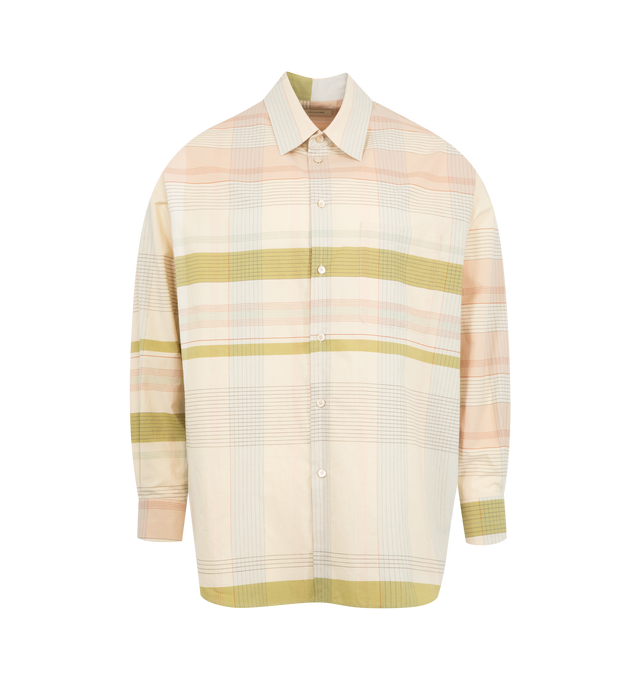 Image 1 of 2 - MULTI - LEMAIRE Relaxed Shirt featuring loose fit, dropped collar, pointed collar, plaid and rounded hem.