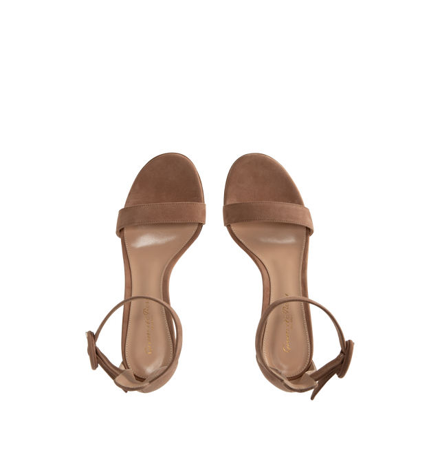 Image 4 of 4 - BROWN - GIANVITO ROSSI Portofino Sandal featuring ankle strap with buckle closure and round toe. 85mm/ 3.5 inches. Suede.