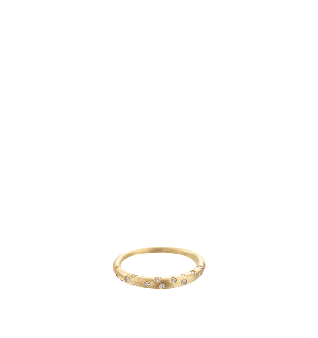 Image 1 of 1 - GOLD - Eli Halili Diamond Organic Band Ring is handcrafted in rich 22K gold and features an organically shaped silhouette accented with scattered diamonds for subtle brilliance and distinctive character. Designed with Eli Halili's signature artisanal craftsmanship, this fine jewelry ring combines the natural beauty of hand-worked gold with an understated arrangement of diamonds, making each detail feel uniquely refined. Main Material: 22K Gold. Gemstones: Approximately 0.21 CTW Diamonds. For