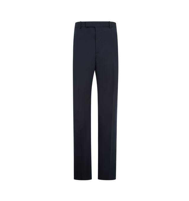 Image 1 of 3 - NAVY - JIL SANDER Trouser 219 featuring tailored wool suit trousers designed for a minimalist and clean silhouette with a straight leg, belt loops, a zip fly with hook closure, side welt pockets and a rear welt pocket. 100% virgin wool.