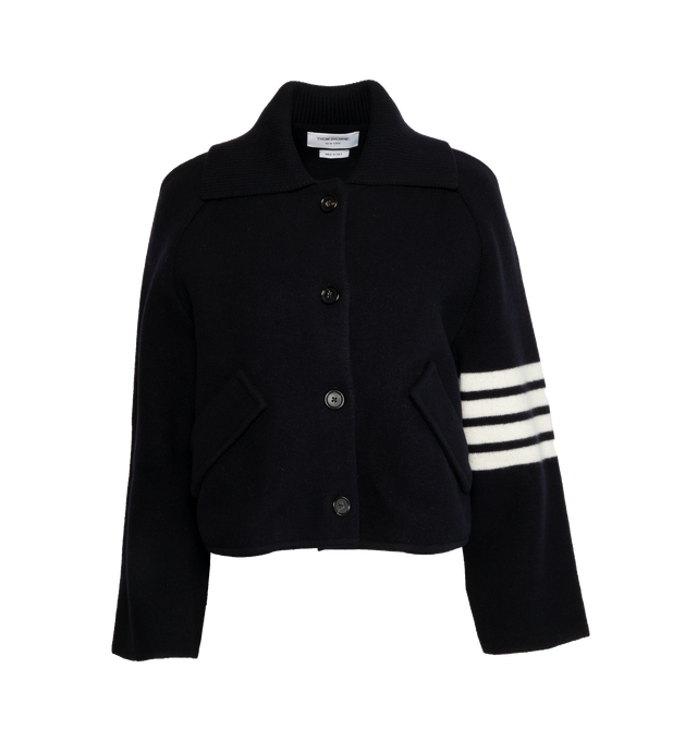 4 BAR STRIPE CROPPED CAR COAT (WOMENS)
