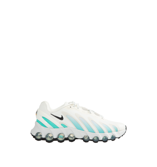 Image 1 of 5 - WHITE - NIKE Air Max Dn8 Sneaker featuring Dynamic Air system with dual-chambered tubes with tuned pressure levels, full-length Dynamic Air system sits directly on top of the rubber outsole, plush foam, sculpted upper is made from lightweight mesh on top and plastic heel clip.