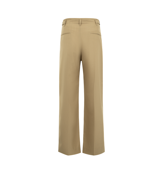 Image 2 of 3 - BROWN - LEMAIRE Pleated Tailored Pants featuring straight leg, waistband with belt loops, hook, button, and zip fastening, side slant pockets, front and back pleats and back welt pockets. Made in Romania.