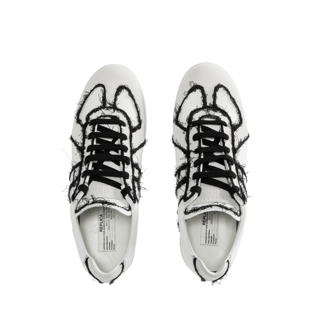 Image 5 of 5 - WHITE - MAISON MARGIELA Replica Sneaker featuring smooth calf leather, distressed embroidery threads that trace the outline of each seam, lace up closure and white stitch appears at the back.? 100% calf leather. Sole: 100% rubber.