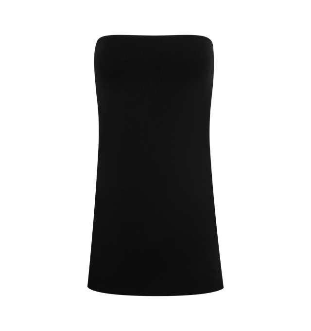 Image 1 of 2 - BLACK - TOTEME Compact Knit Tube Top featuring figure-hugging, longline silhouette. 53% viscose, 45% polyamide recycled, 2% elastane.