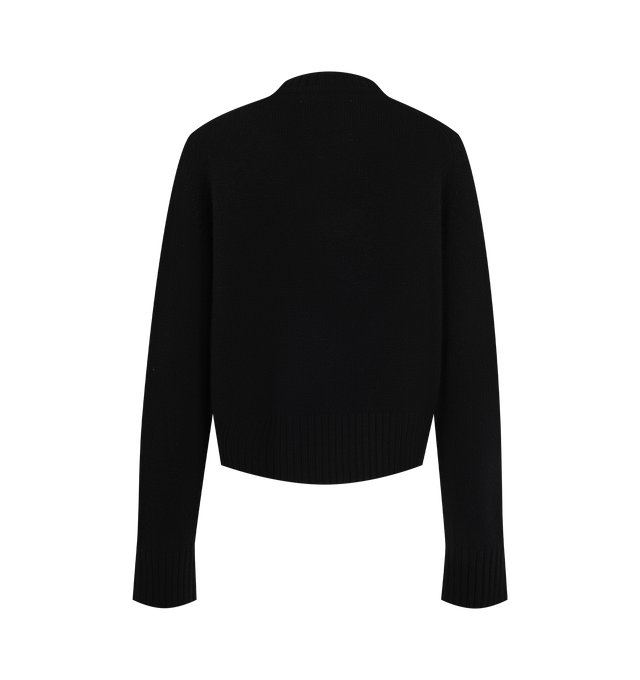 Image 2 of 2 - BLACK - Extreme Cashmere Women's N167 Please Sweater is crafted from heavyweight cashmere and features a classic crew neckline, saddle sleeves, and ribbed trim inspired by traditional Scottish knitwear. This designer cashmere sweater combines exceptional softness with timeless craftsmanship, making it a warm and versatile wardrobe essential for everyday wear. Main Material: 100% Cashmere.