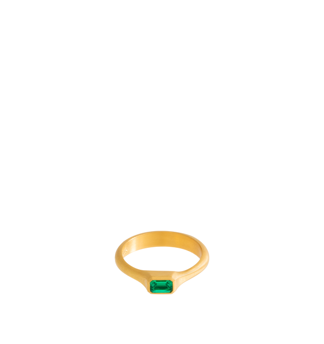 Image 1 of 1 - GOLD - Eli Halili Emerald Ring is handcrafted in 22K gold and features a 0.23-carat emerald in a classic emerald cut, highlighting the gemstone's rich natural color and clean geometric faceting. Designed with Eli Halili's signature artisanal approach, this fine jewelry ring pairs the vibrant emerald with the warmth and organic character of high-karat gold for a distinctive, timeless aesthetic. Main Material: 22K Gold. Gemstone: 0.23 CT Emerald. Cut: Emerald Cut. For personal consultation and