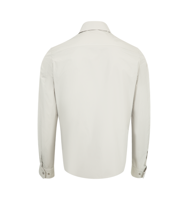 Image 2 of 3 - GREY - MONCLER Shirt featuring long sleeves, button closure, chest pocket with flap and button, buttoned cuffs and logo patch.