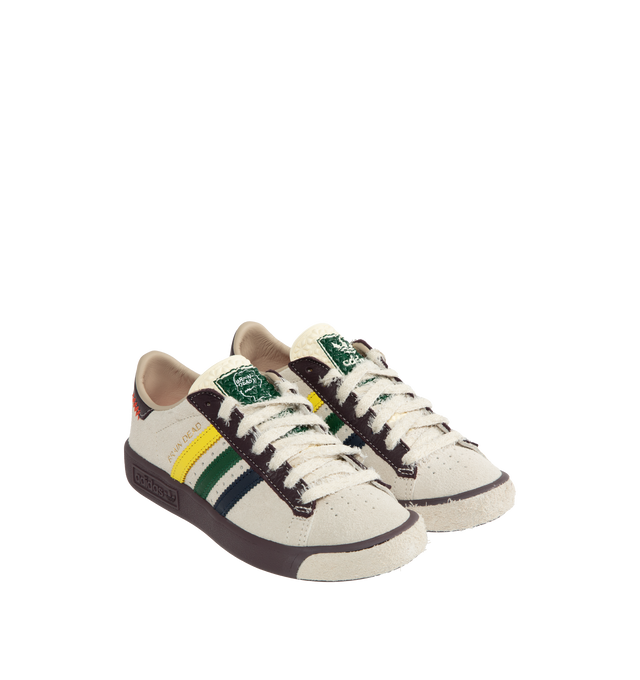 Image 2 of 5 - MULTI - ADIDAS Forest Hills Brain Dead Shoes featuring a low-profile silhouette, a hairy suede upper that features 3-Stripes, visible stitching at the heel tab, an Ecotex tongue, regular fit, lace closure, leather and textile upper, leather lining and rubber outsole.