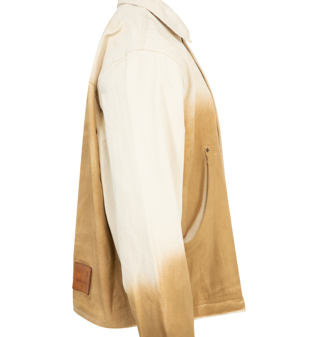 Image 3 of 3 - BROWN - UNTITLED ARTWORKS Workwear Jacket featuring two side pockets, spread collar, fully light lined and concealed zip closure with custom logo puller. 100% cotton.