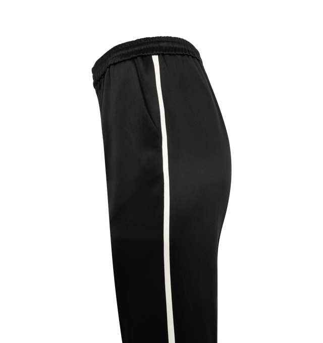Image 3 of 3 - BLACK - TOM FORD Double Silk Satin Joggers featuring a contrast side band, refined signature hardware, elastic waist and straight leg. 100% silk. Made in Italy.