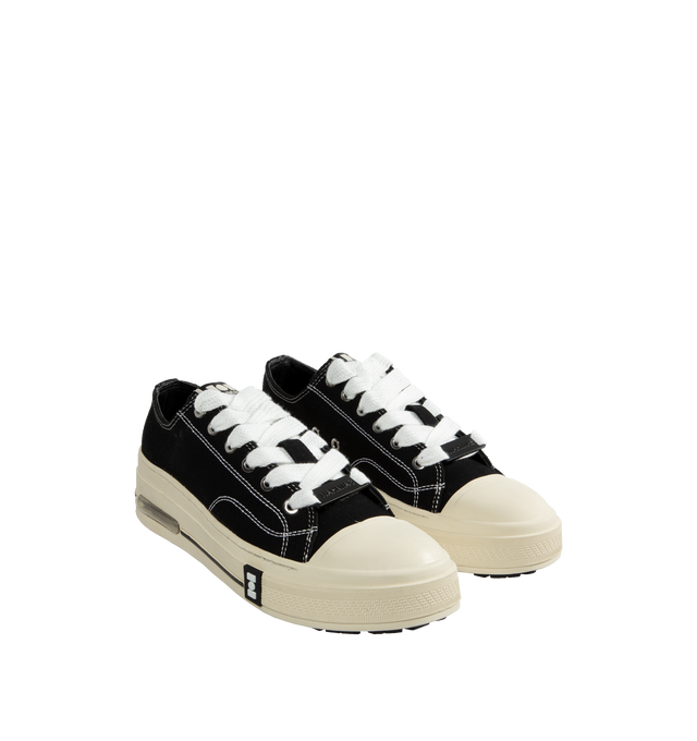 Image 2 of 5 - BLACK - NAHMIAS Five-O Canvas Sneakers featuring branded heel counter, logo lace lock, logo patch at the tongue, rubber toecap, front lace-up fastening, branded insole and flat rubber sole. 100% canvas. Rubber sole.