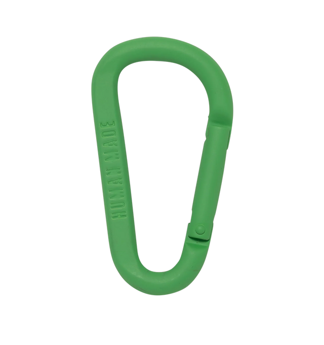 Image 1 of 2 - GREEN - HUMAN MADE Carabiner featuring D-shaped, lightweight aluminum, strong rust resistance, straight gate design and HUMAN MADE and DRY ALLS engraving. 7cm. Aluminium.