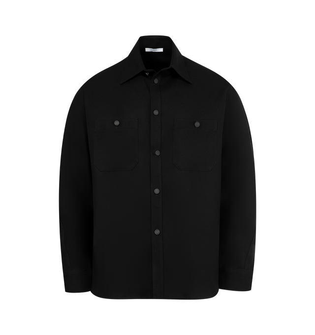 Image 1 of 2 - BLACK - GIVENCHY Couture Seam Casual Shirt featuring long sleeves, button front closure, classic collar and two button chest pockets.