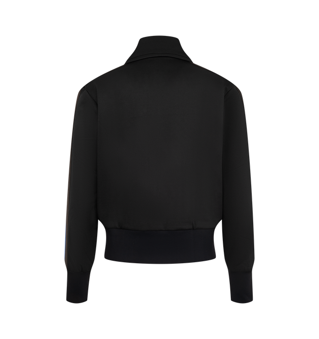 Image 2 of 3 - BLACK - Wales Bonner Men's Form Track Jacket features a streamlined sportswear-inspired silhouette with a piqu texture, front zip fastening, long sleeves, pointed collar, elasticated cuffs, and an elasticated hem. Composition: Outer: Polyester 56%, Cotton 39%, Elastane 5%; Lining: Organic Cotton 100%. Made in Portugal.
