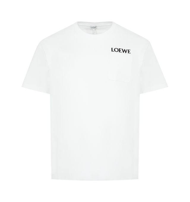 Image 1 of 2 - WHITE - LOEWE Relaxed Fit T-shirt in medium-weight cotton featuring relaxed fit, regular length, crew neck, chest patch pocket and LOEWE embroidery placed on the chest. Cotton. Made in Portugal.