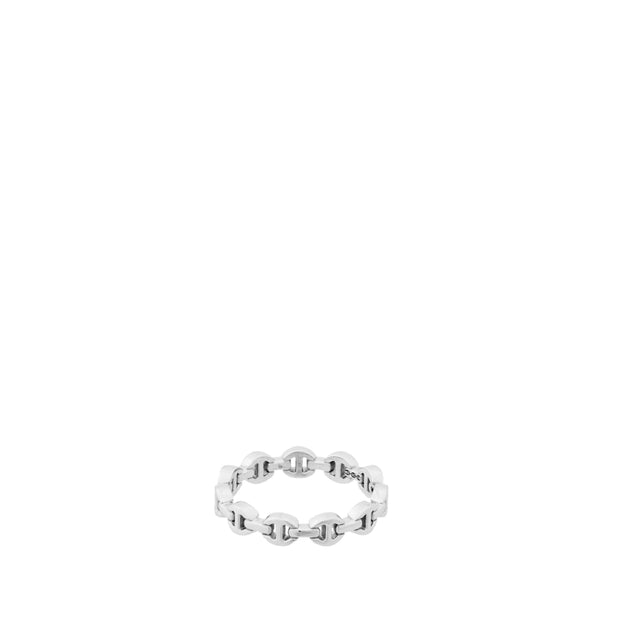 Image 1 of 1 - SILVER - Hoorsenbuhs Micro Dame III Ring is crafted from 18K white gold and features the brands iconic tri-link band in its largest Micro Dame silhouette. Size: 8. For personal consultation and detailed information about jewelry, please contact our dedicated stylist team at personalshopping@hirshleifers.com.This item may be restricted for online purchase to international clients. For assistance purchasing this item please contact our dedicated stylist team at personalshopping@hirshleifers.com