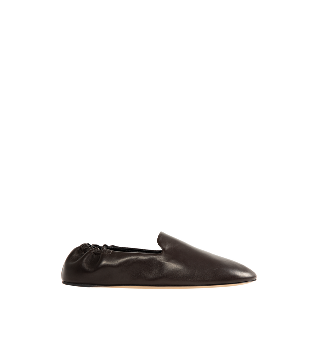 Image 1 of 4 - BROWN - THE ROW Casa Slipper featuring slip-on shoe in soft nappa leather with round toe, elasticated heel and flexible leather sole. 100% lambskin leather. Calfskin leather sole. Made in Italy.