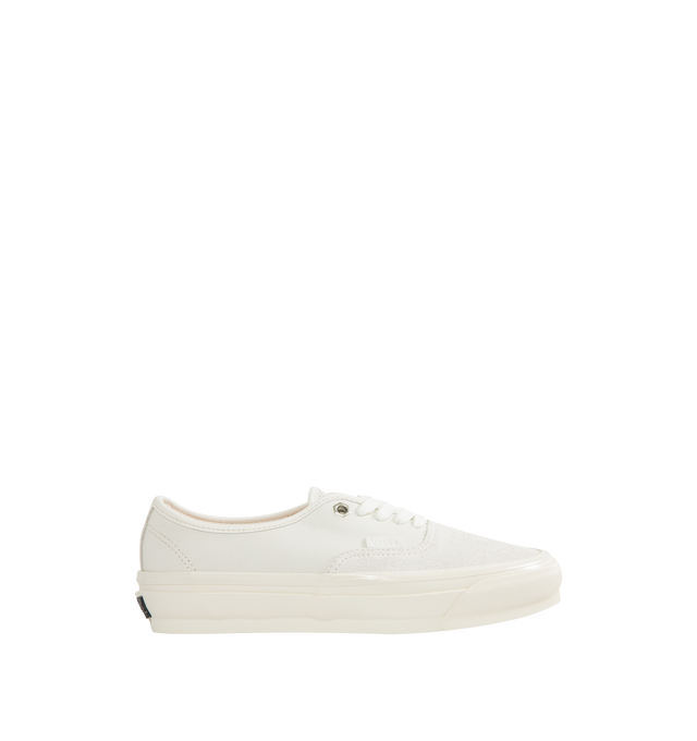 Image 1 of 5 - WHITE - VANS OTW 44 Authentic Vibram Sneaker featuring lace-up front, leather and suede upper, rounded toe, high rubber foxing, canvas midsole wrap, vulcanized rubber midsole, vibram outsole, leather lining and co-branded insole.