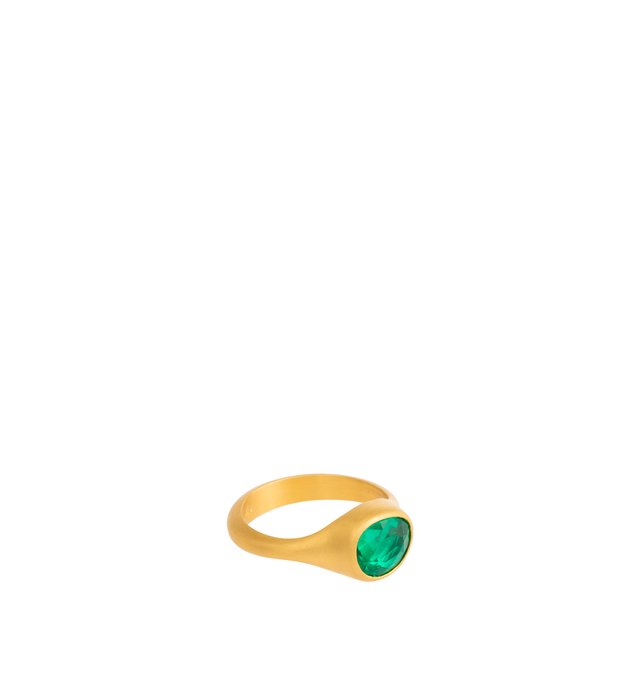 Image 1 of 1 - GOLD - Eli Halili Emerald Ring is handcrafted in 22K gold and features a 1.63-carat emerald with a double rose cut and distinctive amorphic shape, highlighting the gemstone's natural color, organic form, and unique character. Designed with Eli Halili's signature artisanal approach, this fine jewelry ring pairs the vibrant emerald with the warmth and organic beauty of high-karat gold for a timeless, one-of-a-kind aesthetic. Main Material: 22K Gold. Gemstone: 1.63 CT Emerald. Cut: Double Rose C